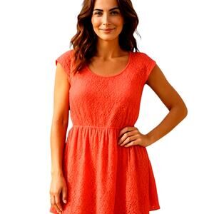 New Look 3X Women's Sleeveless Orange Lace Sun Dress Plus Size 22W 24W 3XL XXXL